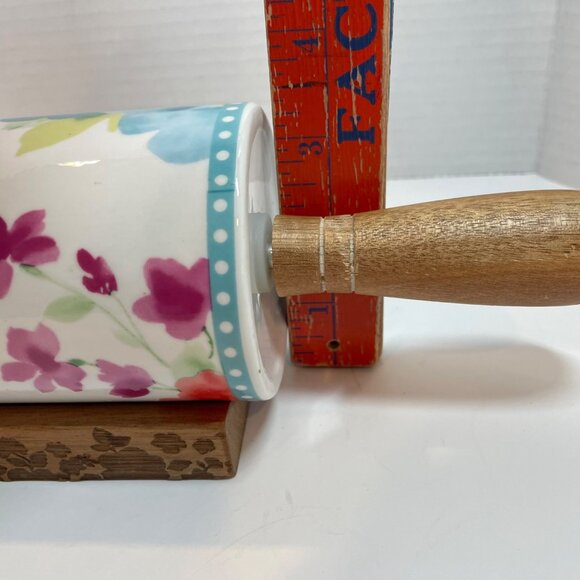 Floral Ceramic Rolling Pin With Wooden Handles & Stand By The Pioneer Woman - Picture 13 of 15